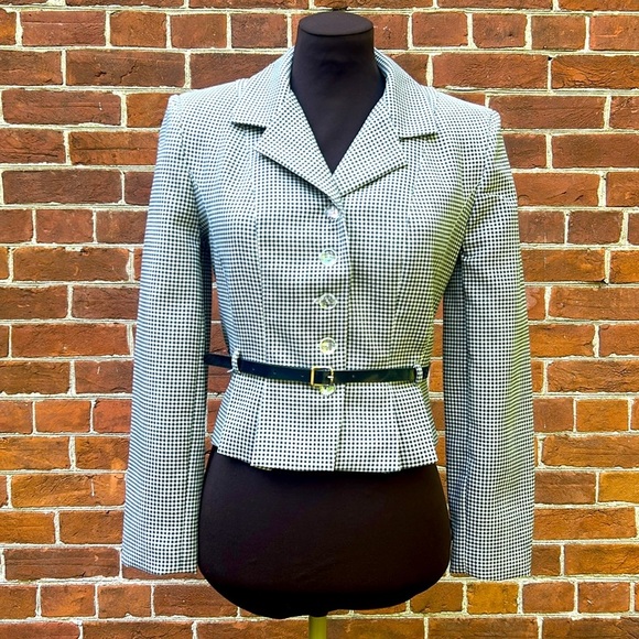 Sandro Paris Vintage Belted Gingham Check Blazer - Picture 1 of 11